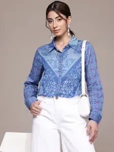 aarke Ritu Kumar Floral Printed Semi Sheer Printed Casual Shirt