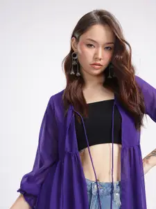 glitchez Longline Gathers Tie-Up Tiered Shrug