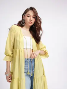 glitchez Longline Gathers Tie-Up Tiered Shrug