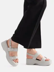 Marc Loire PU Platform Sandals with Buckles