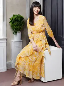 Miss Chase Floral Print Chiffon Fit & Flare Maxi Dress