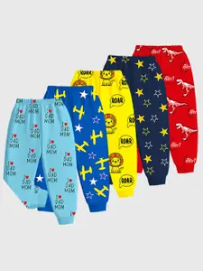 KUCHIPOO Infant Boys Pack Of 5 Printed Joggers