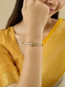 Kushal's Fashion Jewellery Embellished Bridal 92.5 Gold-Plated Zircon Studded Kada Bangle