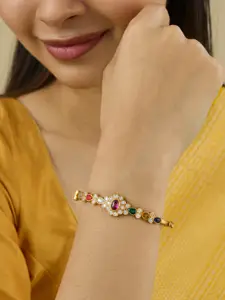 Kushal's Fashion Jewellery Embellished Bridal 92.5 Navaratna Zircon Kada Bangle