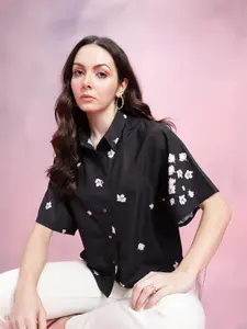 DressBerry Comfort Floral Printed Flared Raglan Sleeve Casual Shirt