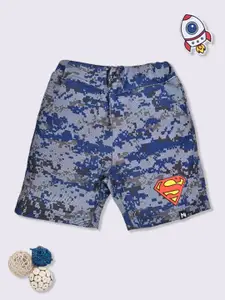 YK X Minute Mirth Boys Typography Printed Superman Shorts