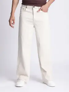 Bene Kleed Men Ecru Wide Leg Jeans