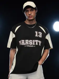 The Souled Store Men Varsity Printed Round Neck Cotton Oversized T-shirt