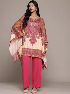 Ritu Kumar Paisley Printed Boat Neck Flared Sleeves Kaftan Kurti