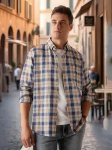 Louis Philippe Sport Men Slim Fit Tartan Checks Opaque Checked Casual Shirt