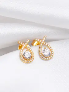 Zavya 925 Pure Sterling Silver Gold-Plated Cubic Zirconia Studded Contemporary Studs