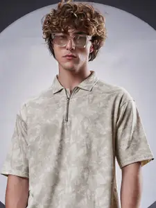 Maniac Men Self Design Polo Collar Cotton T-shirt