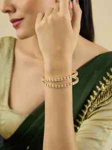 Kushal's Fashion Jewellery Set Of 2 White Gold-Plated Party Zircon Bangles