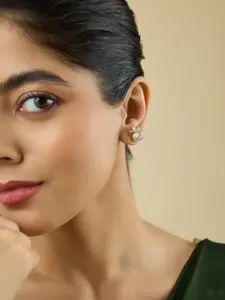 Kushal's Fashion Jewellery Embellished Bridal White CZ-Studded Gold-Plated Finger Ring