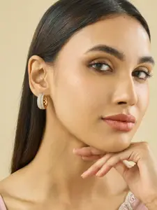 Kushal's Fashion Jewellery Embellished Bridal Gold-Plated Zircon Studded Geometric Studs