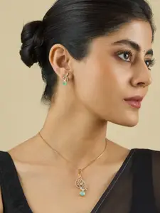 Kushal's Fashion Jewellery Embellished Bridal Gold-Plated CZ Studded Pendant