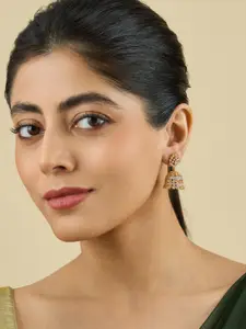 Kushal's Fashion Jewellery Gold-Plated Zircon Stone Embellished Bridal Floral Pendant