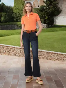 U.S. Polo Assn. Women Regular Fit Solid Polo Collar Cotton T-shirt