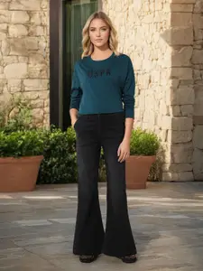 U.S. Polo Assn. Women Women Flared High-Rise Stretchable Jeans