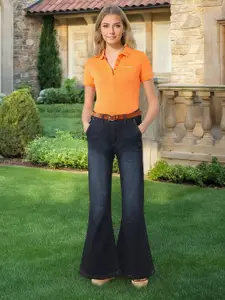 U.S. Polo Assn. Women Wide Leg Mid-Rise Light Fade Stretchable Jeans