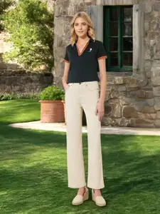 U.S. Polo Assn. Women Regular Fit Solid Polo Collar Cotton T-shirt