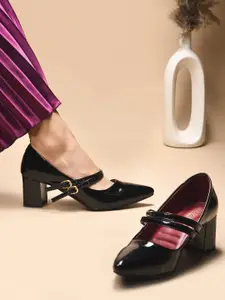 SHUZ TOUCH Women Pointed Toe Block Heel Mary Janes