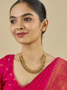 Kushal's Fashion Jewellery Copper Gold-Plated Artificial Stones Studded Antique Necklace