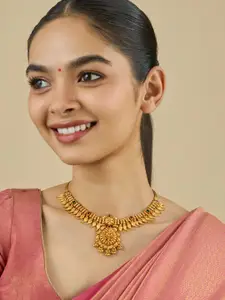 Kushal's Fashion Jewellery Embellished Bridal 92.5 Gold-Plated Artificial Stones Necklace