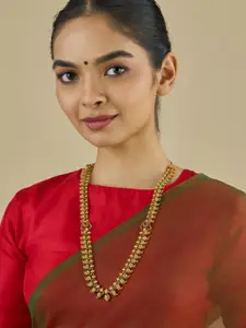 Kushal's Fashion Jewellery Copper Gold-Plated Stone Studded Antique Necklace