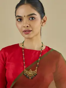 Kushal's Fashion Jewellery Gold-Plated Artificial Stones and Beads Antique Necklace