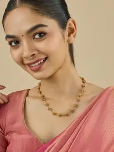 Kushal's Fashion Jewellery Gold-Plated Artificial Stones and Beads Antique Necklace