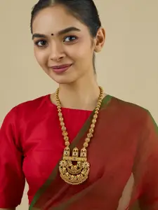 Kushal's Fashion Jewellery Gold-Plated Artificial Stones and Beads Antique Necklace