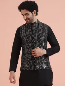 KISAH  Men Embroidered Woven Nehru Jacket
