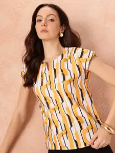 all about you Geometric Print Extended Sleeves Top