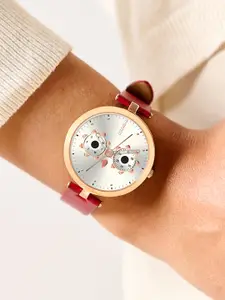Chumbak Women Hoot Leather Strap Watch Maroon Strap 8907605138836