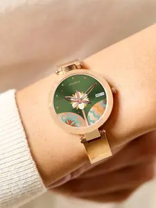 Chumbak WomenBloom Metal Watch Rosegold with Green Dial 8907605138843