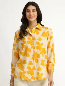 Pink Fort Women Cotton Floral Shirt Style Top