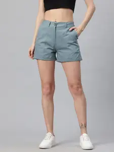 Popnetic Women Solid High-Rise Pure Cotton Shorts