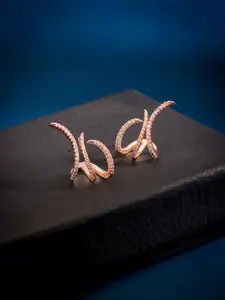 Yellow Chimes Rose Gold-Plated Contemporary Artificial Stones Studs Earrings