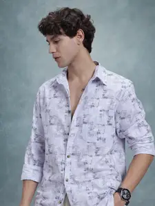 R.Code by The Roadster Life Co. Abstract Printed Casual Shirt