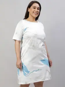 Wear Your Opinion Plus Size Wave Doodle Print T-Shirt Dress