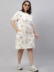 Wear Your Opinion Women Plus Size Soimoi Bird Printed T-Shirt Dress