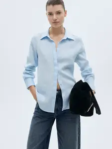 MANGO Women Pure Linen Casual Shirt