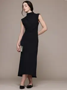 MANGO High Neck Sleeveless A-Line Midi Dress