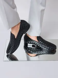 Imperio By Regal Mens Woven Textuted Leather Formal Slip Ons