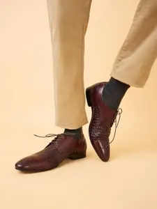 Regal Men Woven Design Leather Formal Oxfords