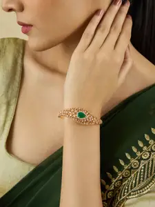 Kushal's Fashion Jewellery Green Gold-Plated Party Zircon Kada