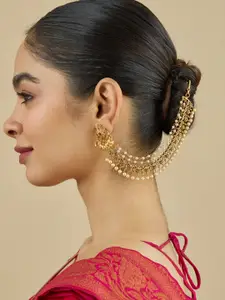 Kushal's Fashion Jewellery Gold-Plated Contemporary Antique Matil Kanakti Drop Earrings