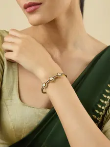 Kushal's Fashion Jewellery Embellished Bridal White Victorian-Plated Ethnic Kundan Kada