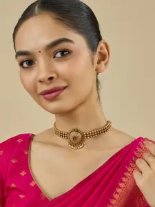 Kushal's Fashion Jewellery Copper Gold-Plated Antique Necklace